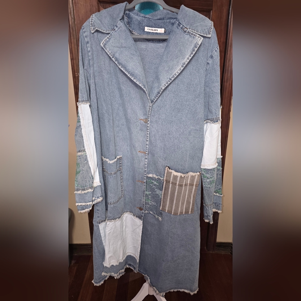 Origami by Viviene Denim Patchwork Coat Duster